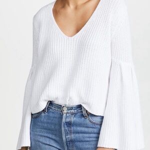 Free People Damsel White Bell-Sleeve Sweater